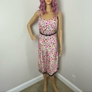Odille Floral Sundress Sheer Hemline Belted Size 5